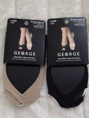 George Microfiber Open Toe Liners - Black & Beige
